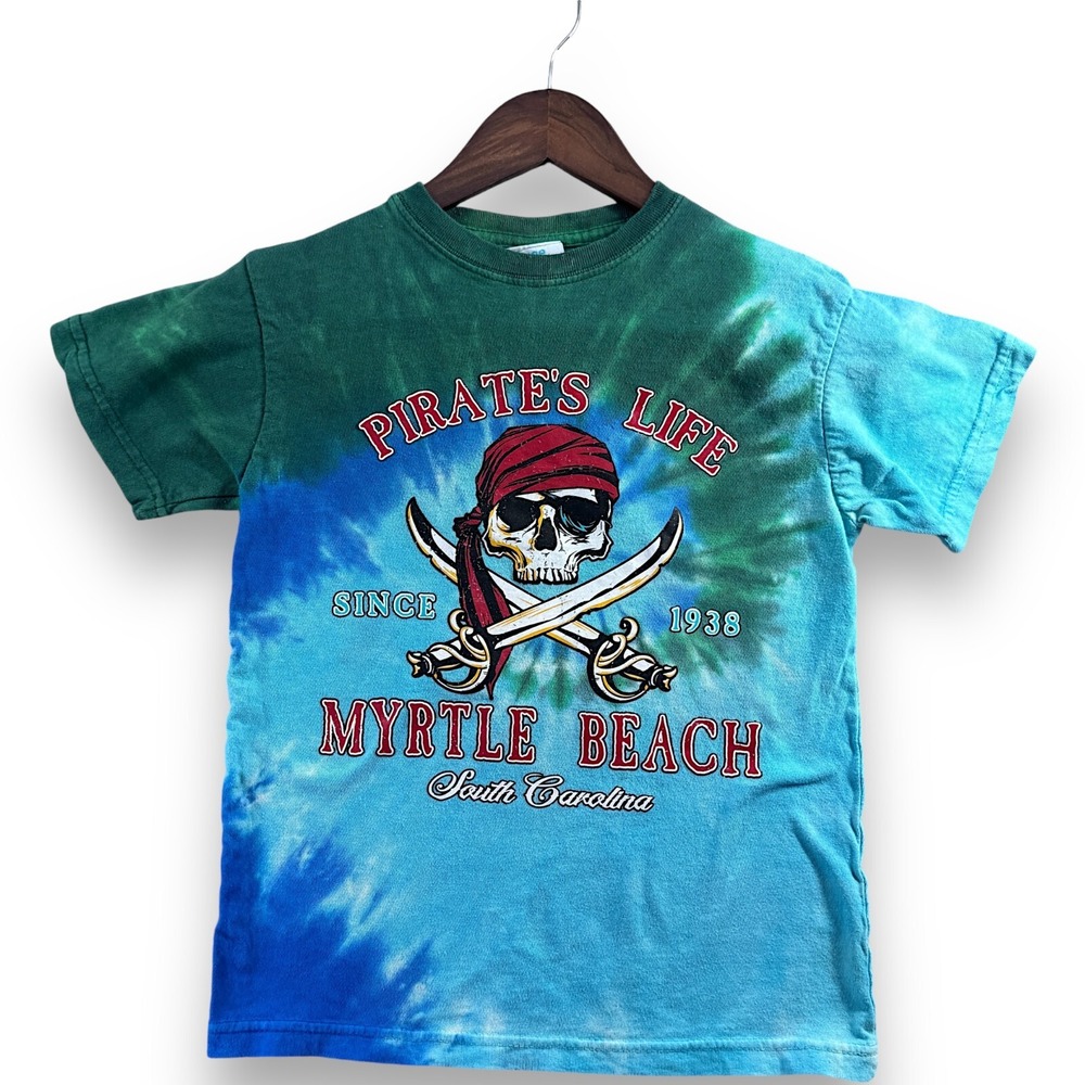 Myrtle Beach Pirates Life Blue Tye Dye T-Shirt Size Youth Medium M Wee People